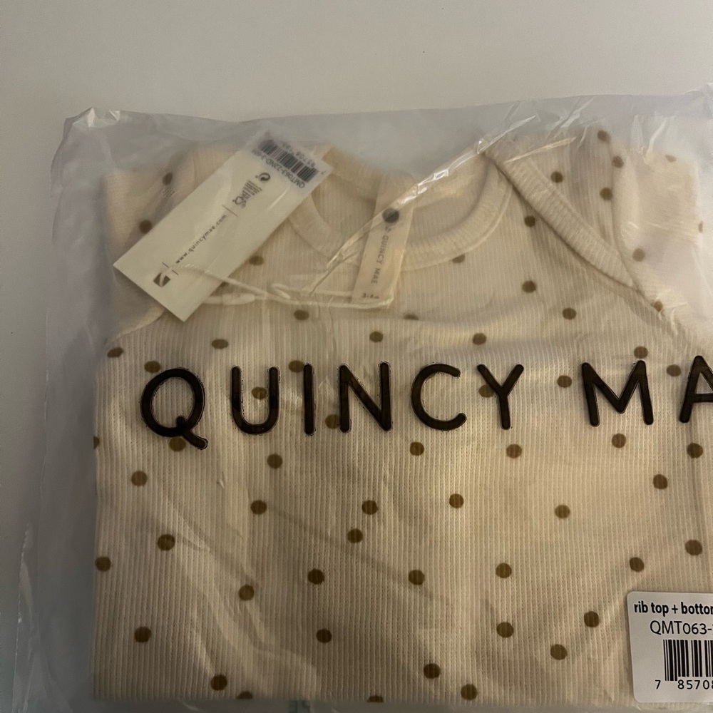 Quincy Mae Polka Dot Ribbed Top and Bottom Set